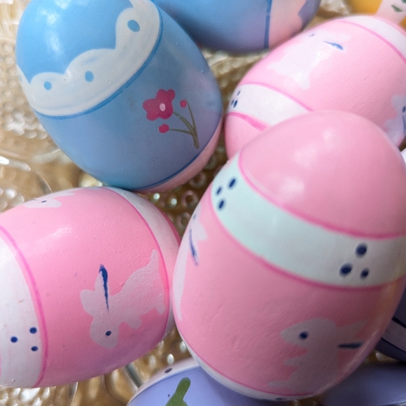 Vintage Lillian Vernon Pastel Hand Painted Wood Easter Eggs| Duck Rabbit - Dozen - Picture 15 of 15